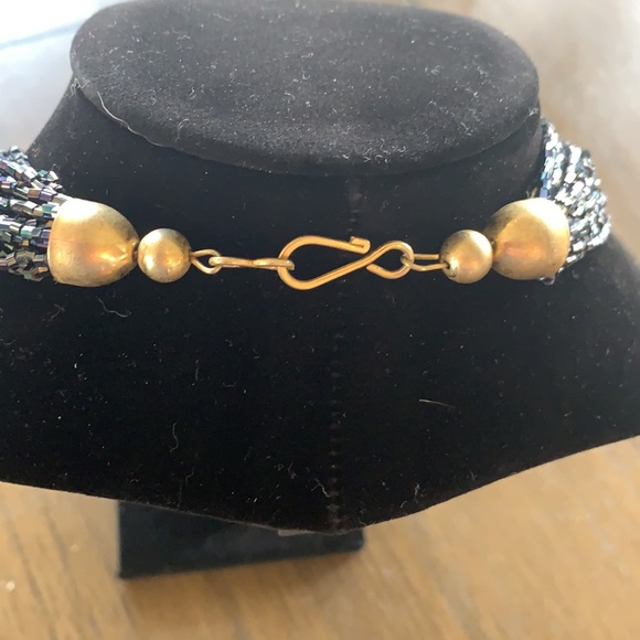 Multi-Strand Seed Bead Black Iridescent Necklace - Picture 3 of 3